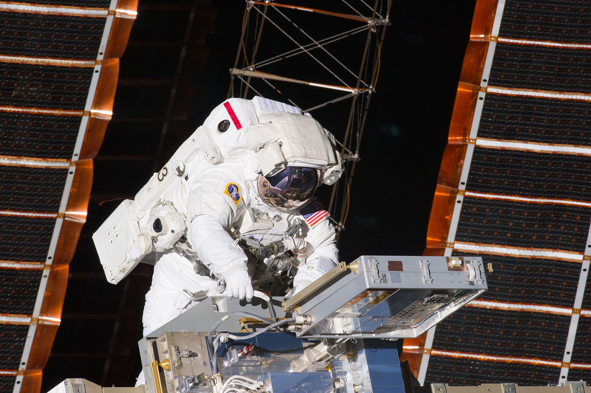 Astronaut outside ISS Wearing Spacesuit