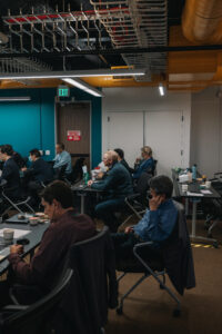 Meeting room with attendees