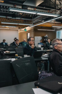 Meeting room with attendees