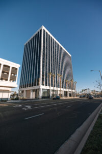 Exterior view of the MDR building with a clear blue sky